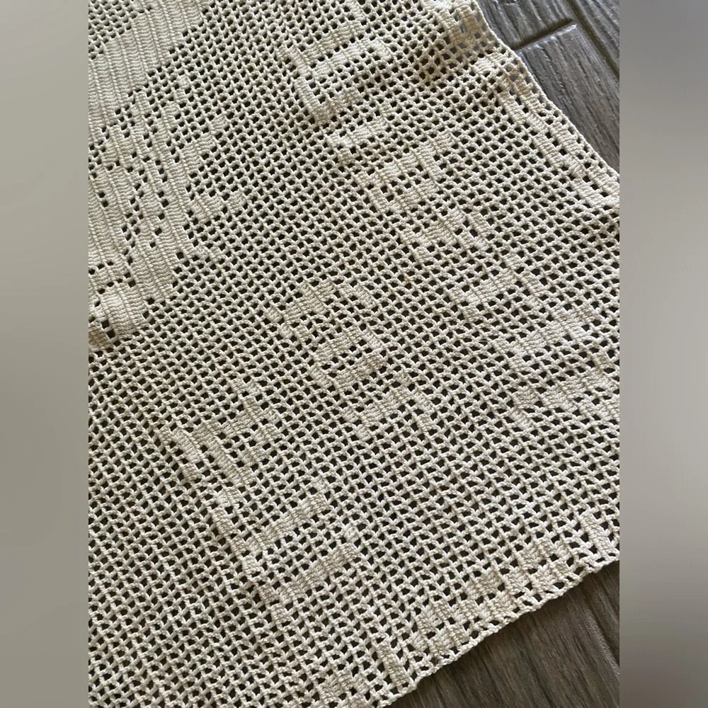 Handmade Crochet Statue of Liberty Cream 51”/22” Runner “Liberty For All” Vtg
